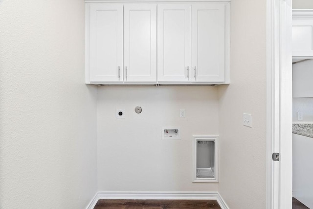 2201 Morris St, Corpus Christi, TX 78405 - laundry area with electric dryer hookup, washer hookup, cabinet space, wood finished floors, and gas dryer hookup