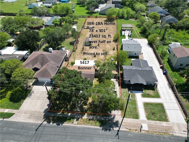 5417 Bonner Dr, Corpus Christi, TX 78411 - aerial view of residential area with property boundaries highlighted