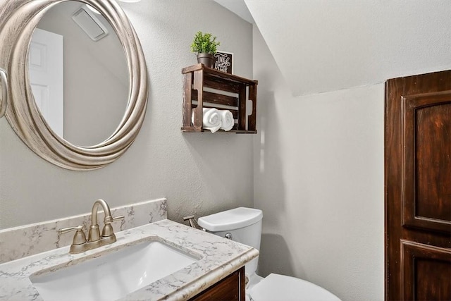 7609 Stony Brook Dr, Corpus Christi, TX 78413 - bathroom with vanity and vaulted ceiling
