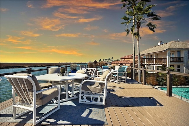 view of dock featuring a water view