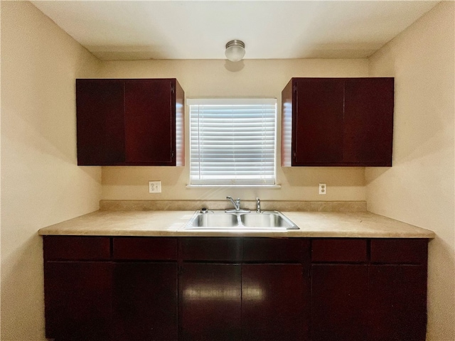 kitchen featuring sink and dark brown cabinets