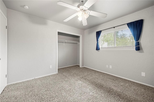4026 Brownwood, Corpus Christi, TX 78410 - unfurnished bedroom featuring carpet, a closet, baseboards, and ceiling fan
