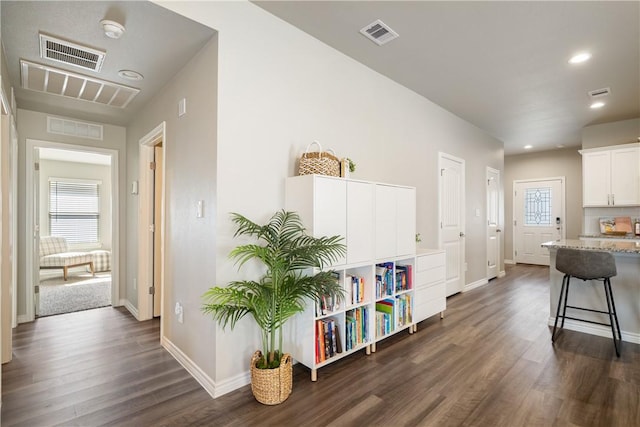 1142 Breebry Dr, Corpus Christi, TX 78415 - hall with dark wood-style floors and recessed lighting