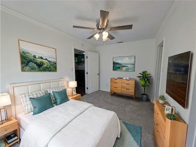 2853 Lawnview St, Corpus Christi, TX 78404 - carpeted bedroom featuring a ceiling fan and ornamental molding