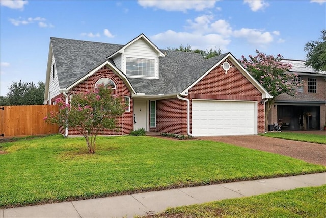 7821 Kingshire Dr, Corpus Christi, TX 78413 - traditional-style home with brick siding, asphalt driveway, a garage, and roof with shingles