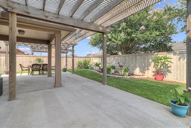 view of patio / terrace featuring a pergola