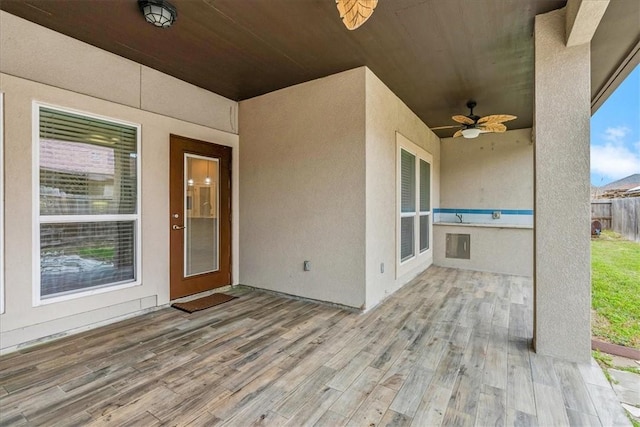 view of patio with ceiling fan