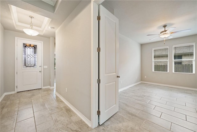 2538 Las Estrellas St, Corpus Christi, TX 78414 - foyer featuring a ceiling fan, baseboards, and ornamental molding
