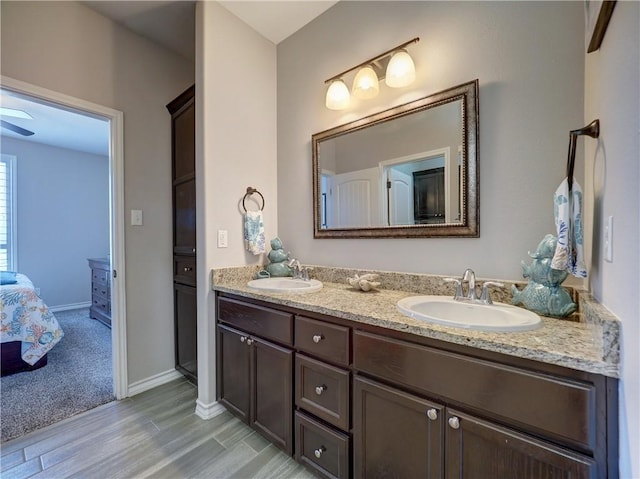 bathroom featuring wood-type flooring and vanity