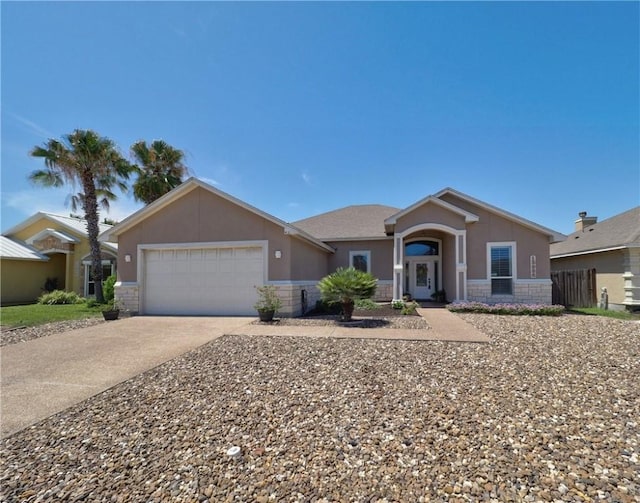 single story home with a garage