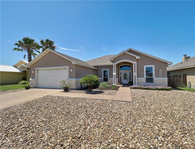 single story home with a garage