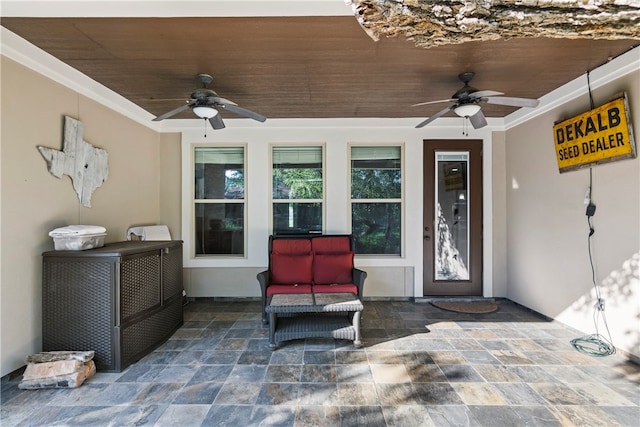 view of patio with ceiling fan