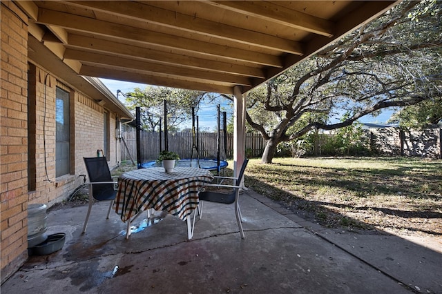 view of patio / terrace featuring a trampoline