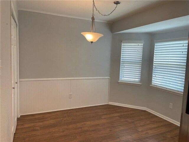 4513 Snead Dr, Corpus Christi, TX 78413 - empty room with wood finished floors, crown molding, and wainscoting