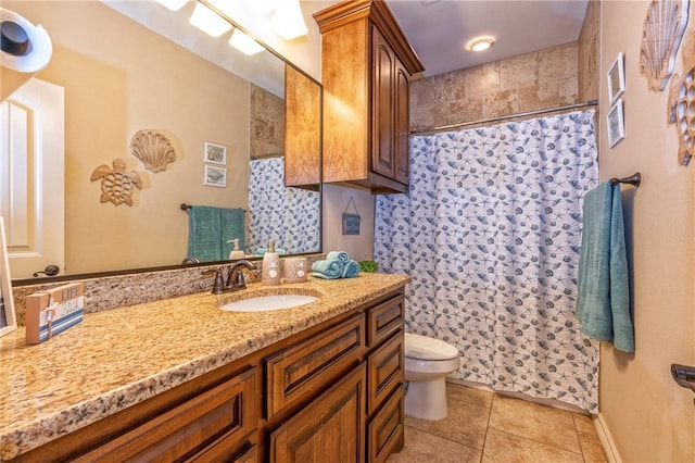 3918 Willow Heights Dr, Corpus Christi, TX 78410 - bathroom featuring vanity, tile patterned floors, and a shower with curtain