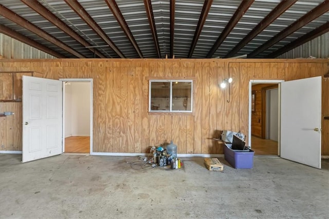 garage with metal wall