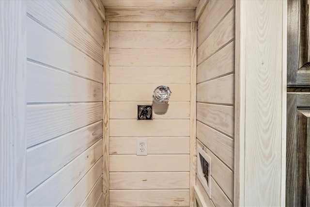 room details featuring wooden walls