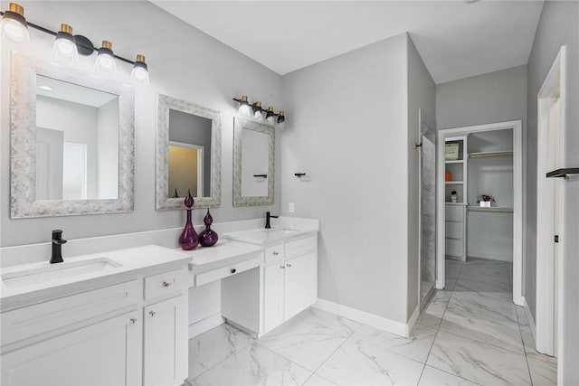 4122 Nadia Dr, Corpus Christi, TX 78414 - full bathroom featuring a sink, double vanity, baseboards, and marble finish floor