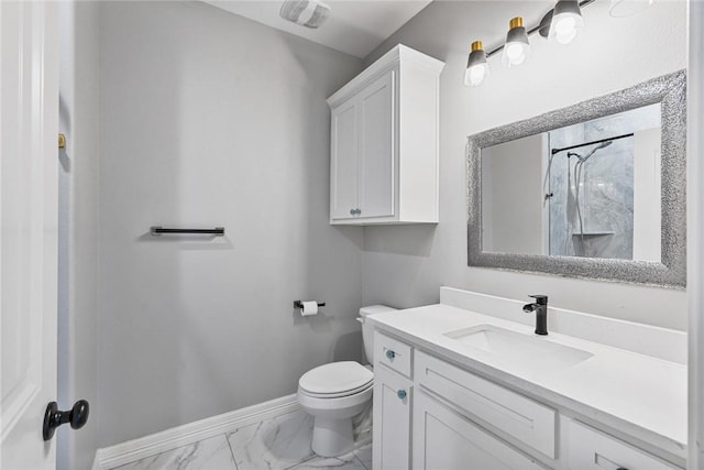 4122 Nadia Dr, Corpus Christi, TX 78414 - full bath featuring walk in shower, toilet, marble finish floor, vanity, and baseboards