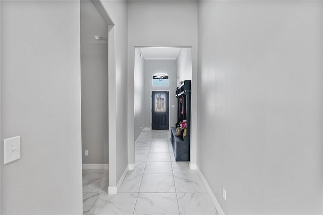4122 Nadia Dr, Corpus Christi, TX 78414 - hallway with attic access, marble finish floor, and baseboards