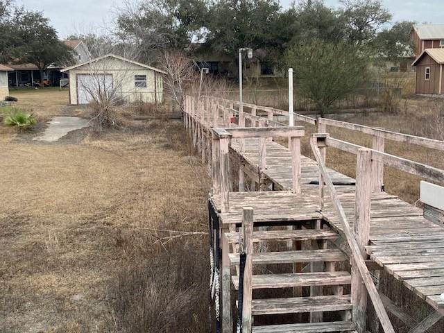 view of yard with a garage