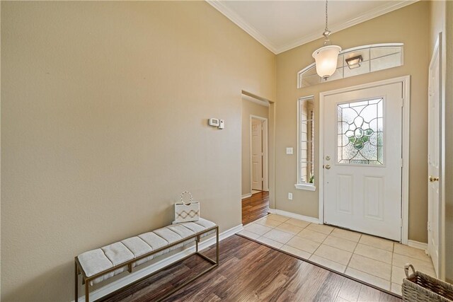 5909 Sutherland Dr, Corpus Christi, TX 78414 - foyer entrance with ornamental molding and light wood-style flooring
