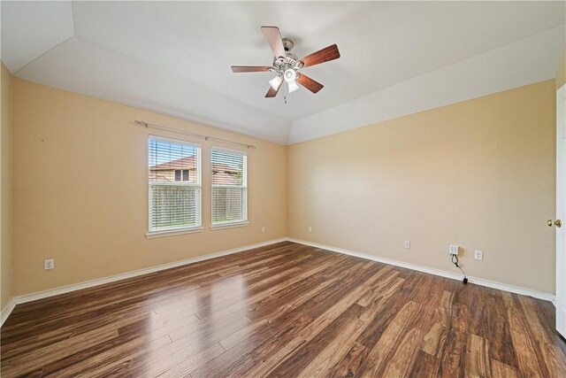 5909 Sutherland Dr, Corpus Christi, TX 78414 - unfurnished room featuring wood finished floors, a ceiling fan, and lofted ceiling