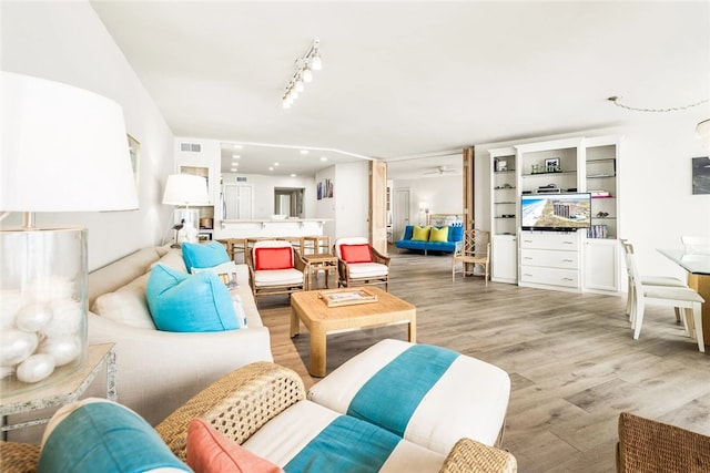 living room featuring light hardwood / wood-style floors