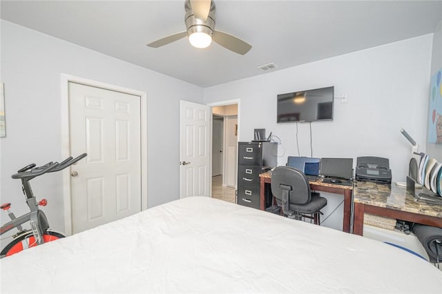 205 S 2nd St, Rockport, TX 78382 - bedroom featuring a desk and a ceiling fan