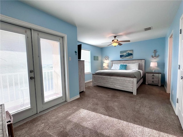 15006 Aruba Dr Unit A, Corpus Christi, TX 78418 - carpeted bedroom featuring access to exterior, french doors, and a ceiling fan