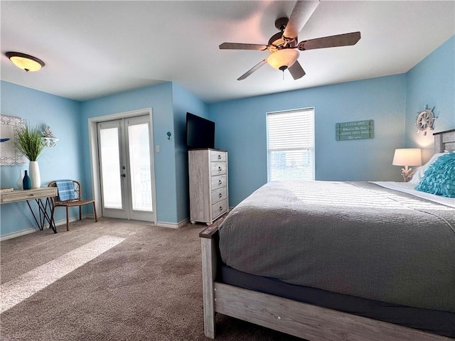 15006 Aruba Dr Unit A, Corpus Christi, TX 78418 - carpeted bedroom featuring french doors and ceiling fan