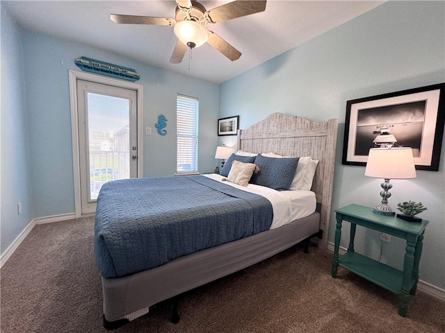 15006 Aruba Dr Unit A, Corpus Christi, TX 78418 - carpeted bedroom with access to exterior and a ceiling fan