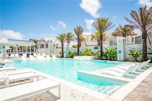 view of pool featuring a patio area