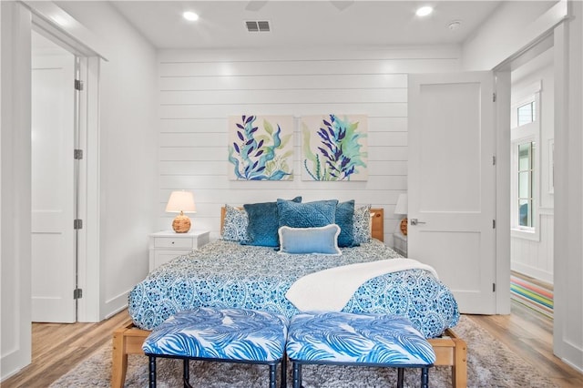 bedroom featuring light hardwood / wood-style flooring