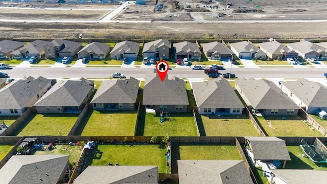 bird's eye view with a residential view