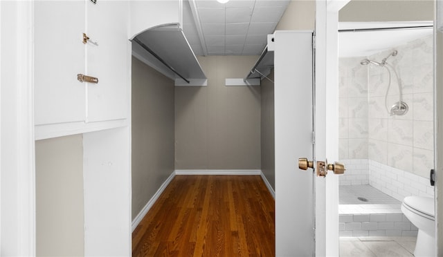 walk in closet featuring dark hardwood / wood-style floors