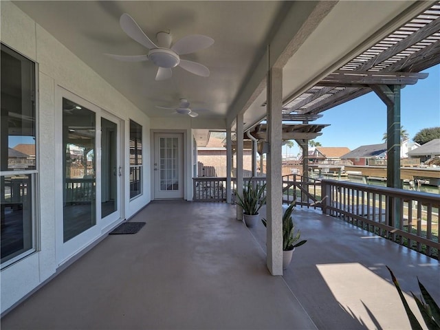 13818 Halyard Dr, Corpus Christi, TX 78418 - view of patio with a ceiling fan and a pergola