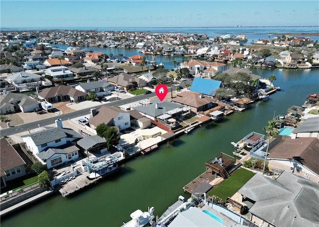 13818 Halyard Dr, Corpus Christi, TX 78418 - birds eye view of property with a water view and a residential view