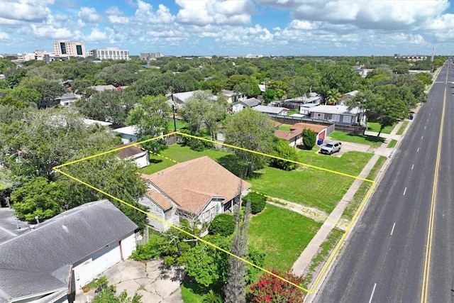 3655 Santa Fe St, Corpus Christi, TX 78411 - aerial perspective of suburban area featuring property boundaries highlighted and a tree filled landscape