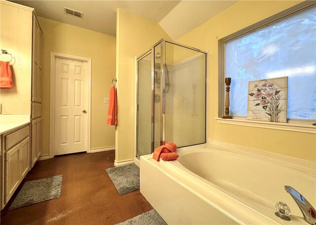 5906 Lindenwood Dr, Corpus Christi, TX 78414 - bathroom featuring vanity and shower with separate bathtub