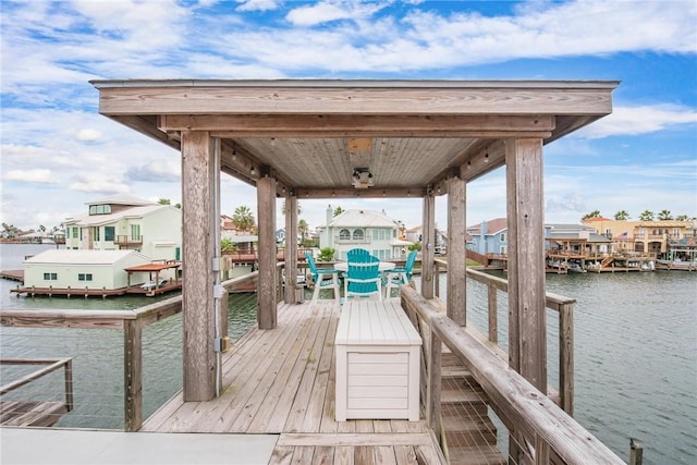 view of dock featuring a water view