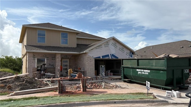 3406 Tanzanite Dr, Corpus Christi, TX 78414 - back of house featuring roof with shingles and brick siding