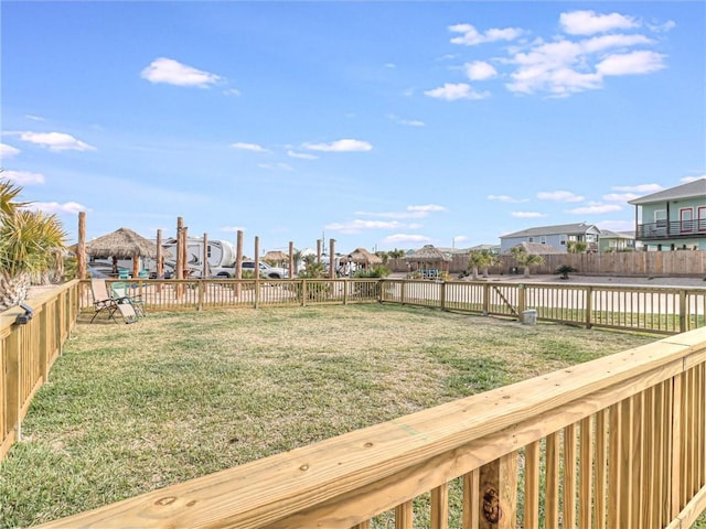 view of yard with a fenced backyard