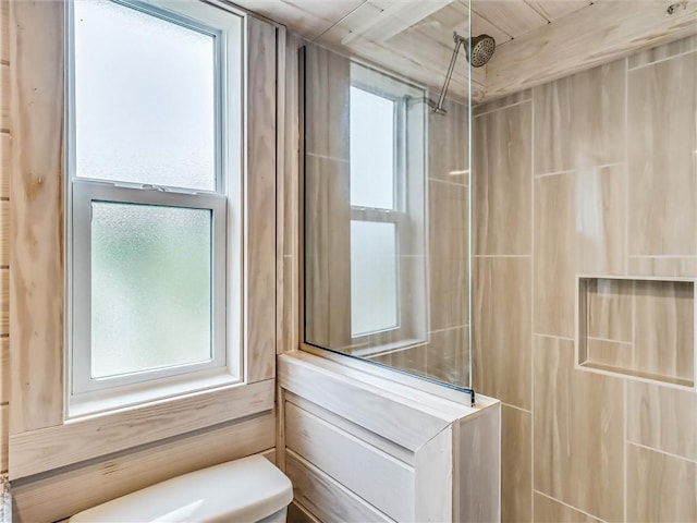 bathroom featuring toilet and a shower