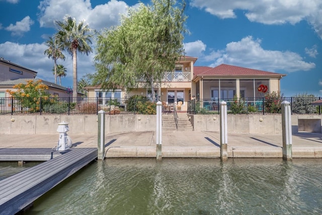 view of dock featuring a water view