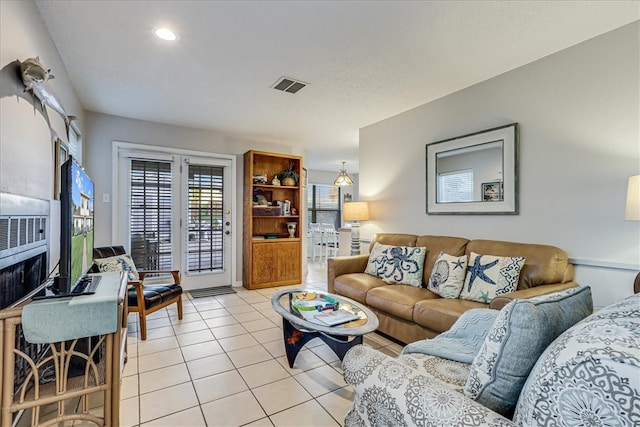 view of tiled living room