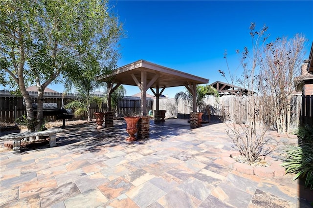 view of patio featuring a gazebo