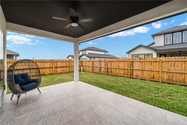 view of patio with ceiling fan