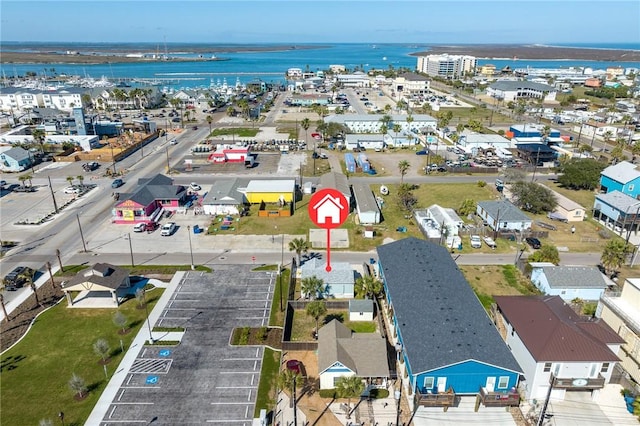 bird's eye view of a nearby body of water
