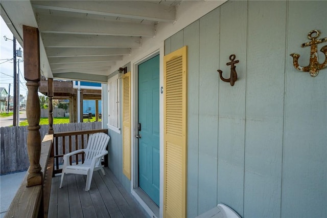 wooden deck featuring a porch